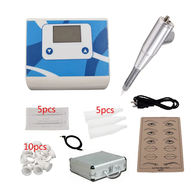 Intelligent Permanent Makeup Kit Eyebrow lip Tattoo gun pen machine power supply Practice Skin needles for