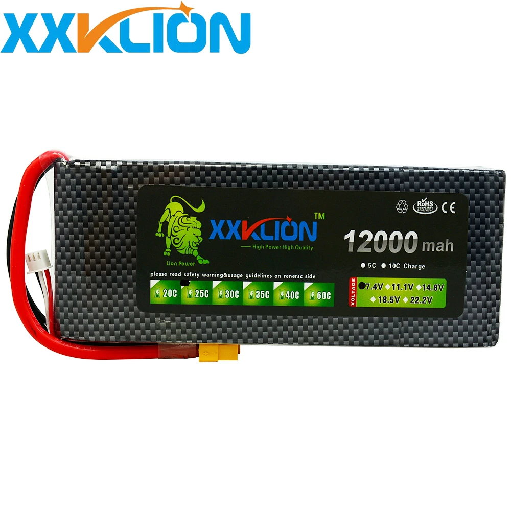 

XXKLION drone Lipo battery pack 7.4v 12000mAh 25C 2S for rc airplane Aerial multi - axis unmanned aerial vehicle Free Shipping