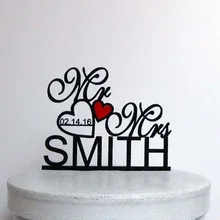 Персонализированные вензеля Свадебный Топпер персонализированные Свадебный торт Топпер, Фамилия акриловые украшения, мистер и Mrs, изготовленный на заказ Топпер для торта
