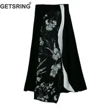GETSRING Для женщин юбка цветок лоскутное печати юбки Высокая талия Стандартная Юбка Ретро Универсальные женские весенние летние юбки