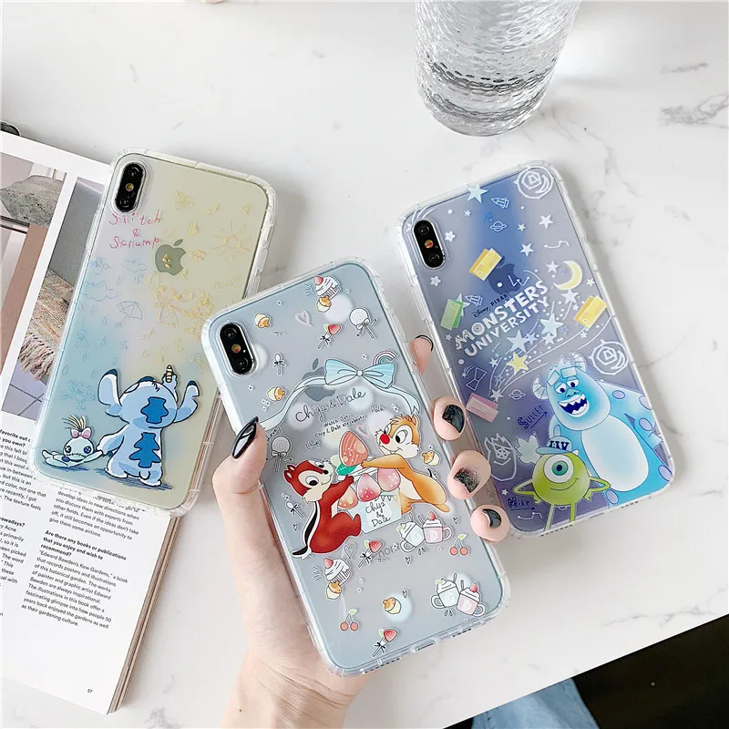 

Cute Cartoon Stitch Squirrel Monsters University Clear Soft TPU Phone Case For iPhone 6 6S 7 8 Plus 10 Xr Xs Max X Back Cover