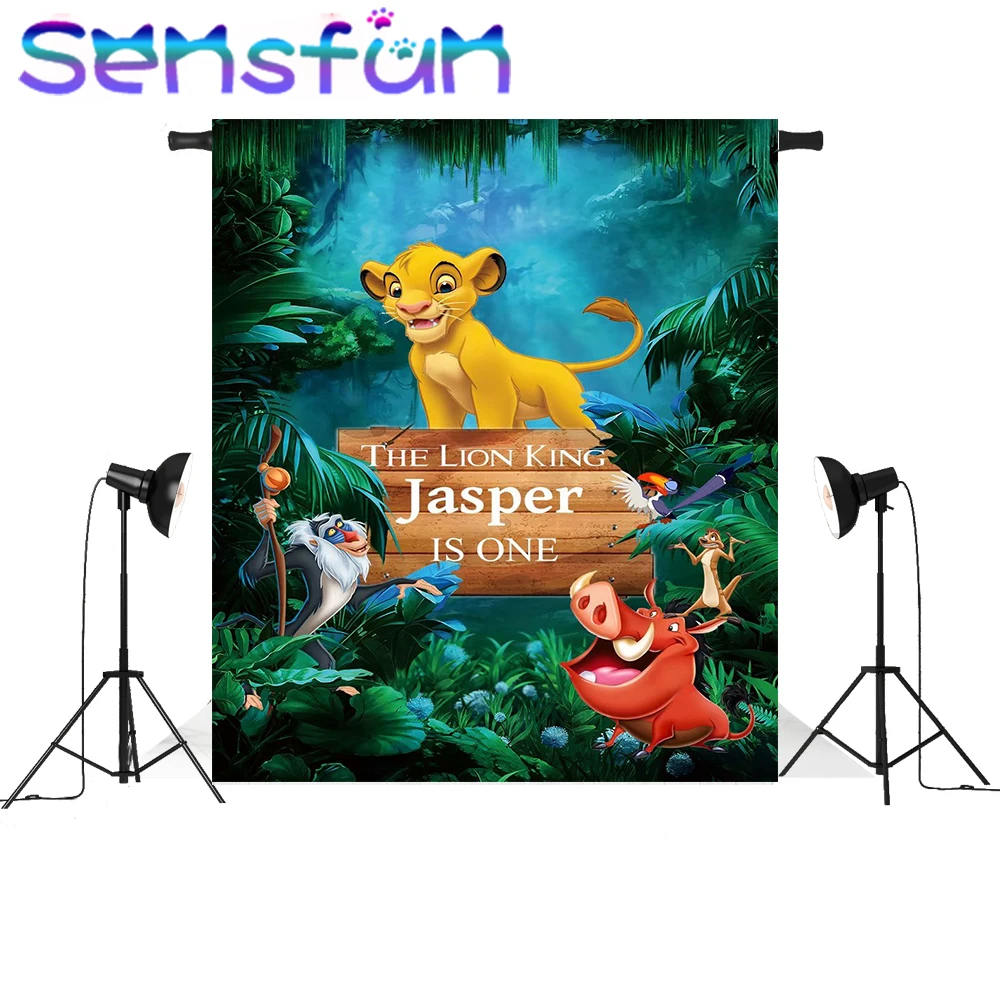 

7x5ft Forest Cartoon Lion King Photography Backdrop For Photo Studio Boys 1st Birthday Party Backgrounds 220x150cm sxy039