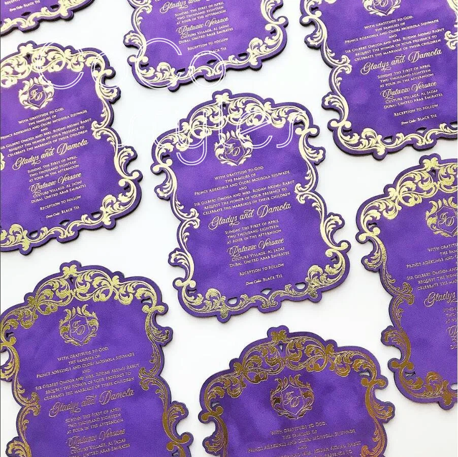  Cocostyles bespoke elegant gold foiling leather invitation card for wedding party event - 32878265423