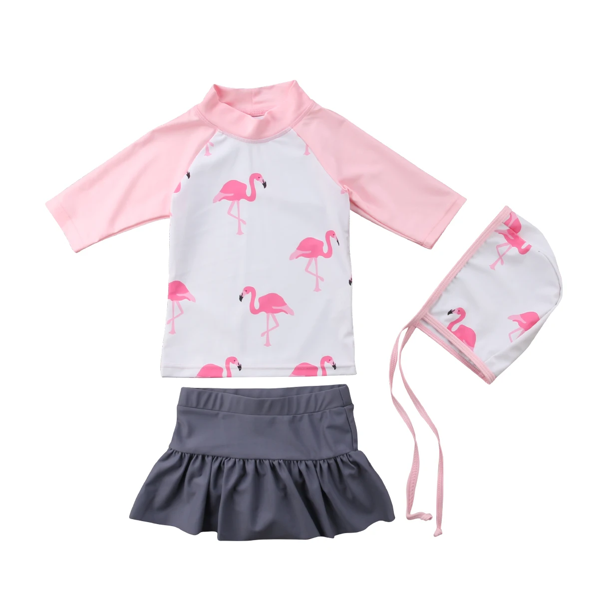 3PCS Kid Child Baby Girl Swimming Clothes Swimsuit Rash Guard Bathing Suit Bird Printed Costumes Long Sleeve Summer Girl 1-6T