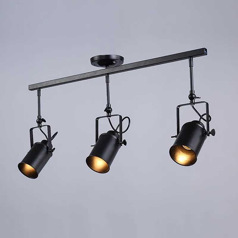 Nordic Loft Led Track Pendant Light Vintage Industrial Black Spot Hanging Light Lustre Bedroom Bar Living Room Lamp Scandinavian