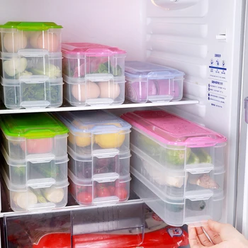 

Rectangular Transparent Organizer PP Plastic Refrigerator Storage Box Kitchen Egg Food Storage Box Sealed Meat Fruits Box