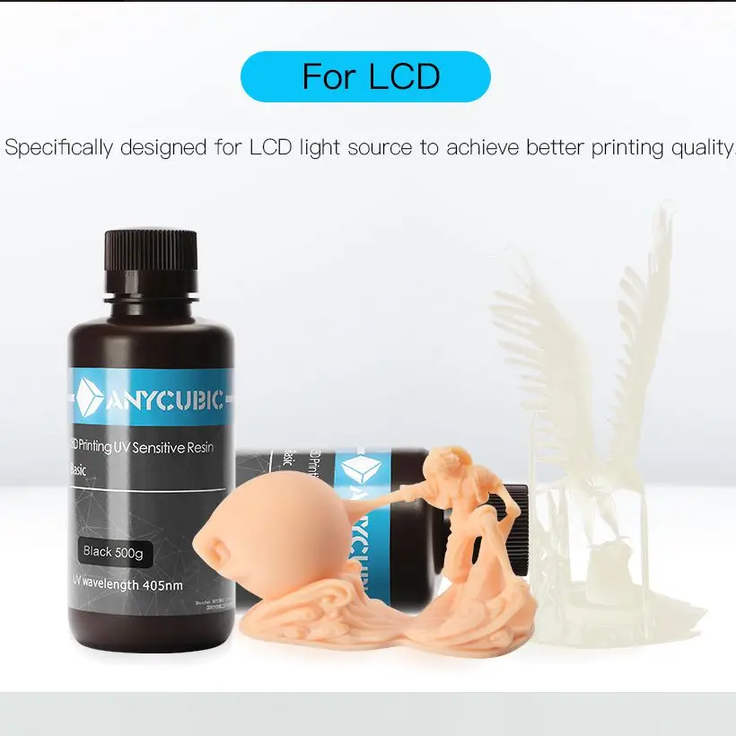Líquida da Resina 405nm do Fotopolímero de Anycúbico 1kg para o Material de Impressão da Impressora do Lcd 3d para o Fóton Resina Fóton s Mono uv 500g - - Imagem 4