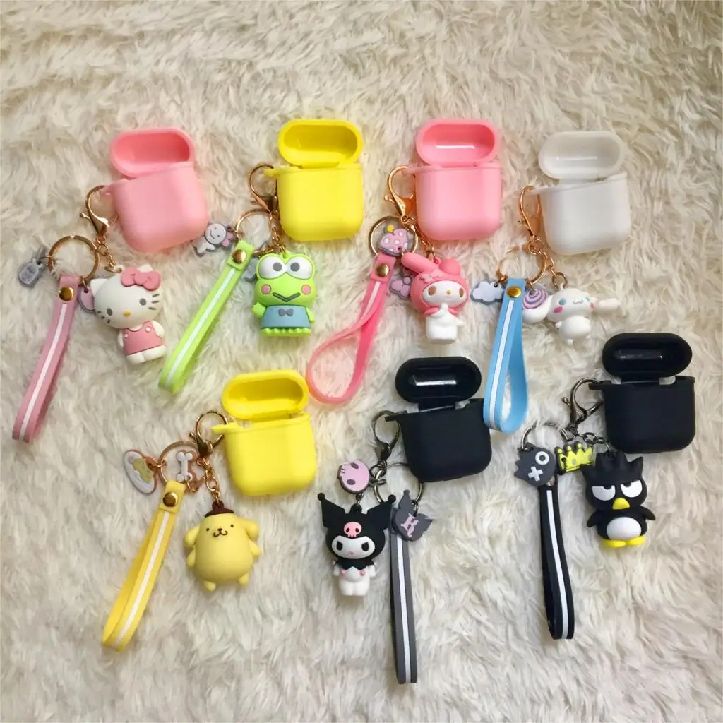

Cute Cartoon for airpods case Hello Kitty melody For iPhone earphone soft silicon bag Universal phone hook up strap, Wrist band
