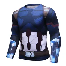 Avengers 3 Captain America 3D Print T Shirt Mens Compression Shirt 2018 Cosplay Costume Long Sleeve