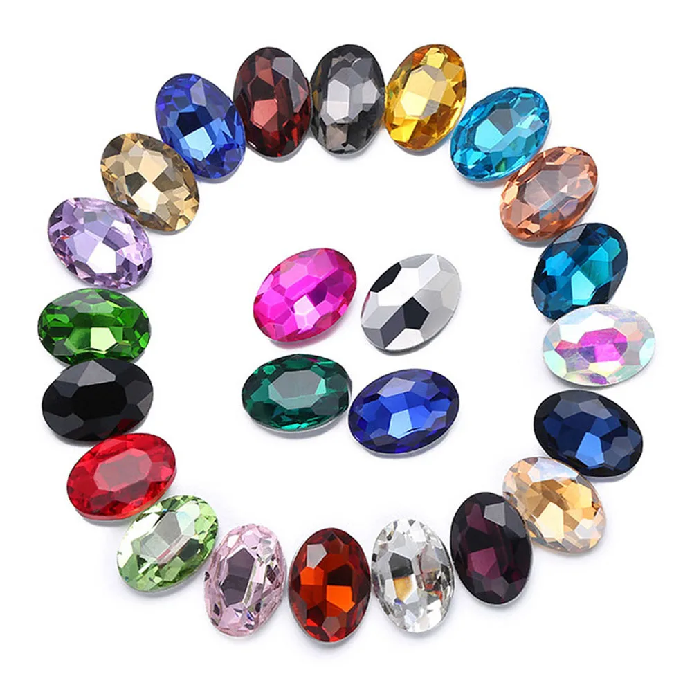 

Promotion Clear Crystal Oval Shape 30pcs Nail Art Rhnestones Pointback Crystals Strass Stones Glue On Rhinestones for Clothes