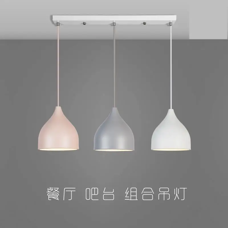 Nordic Restaurant Pendant Lamp Creative Modern Minimalist Three Head Lamps Bar Dining Room Home Macarons Small Chandelie | Лампы и