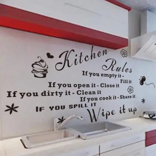 xy our kitchen rules quote vinyl art wall sticker decals room decor
