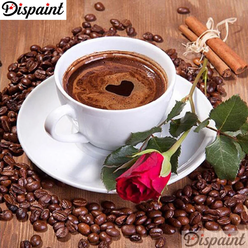 

Dispaint Full Square/Round Drill 5D DIY Diamond Painting "Flower coffee" 3D Embroidery Cross Stitch 5D Home Decor A10348