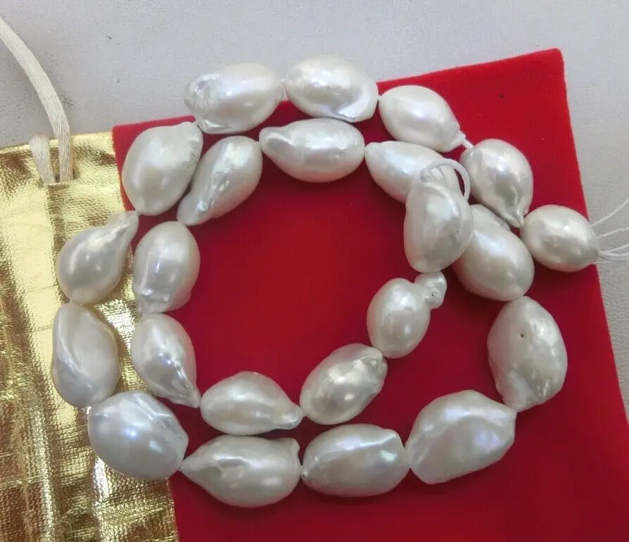 

huij 003178 classic 17-19mm baroque white pearl necklace 18inch