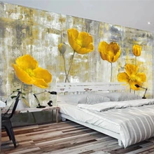 Beibehang пользовательские обои 3D росписи цветное эстетическое шифоновое платье мечта Ретро серый низ желтый Цветущий Маковое масло фоновая картина-обои