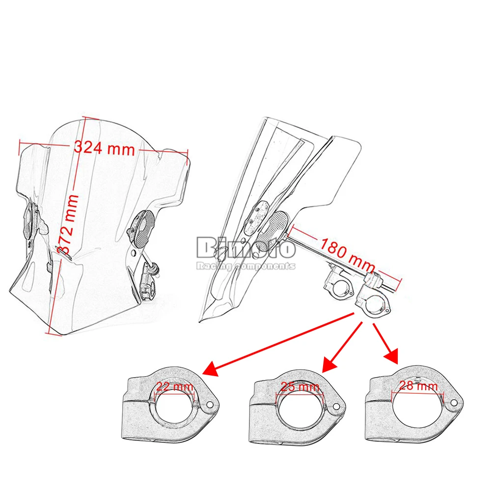 BJMOTO Ajustável Motocicleta Vento Brisa Tela Para