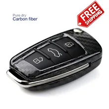 100% Genuine Carbon Fiber Car Auto Remote Flip Key Fob Holder Case Cover Shell For Audi A3 A6 A4 TT Q3 Q5 Car Styling