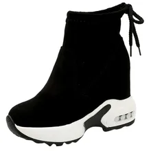 Зимние ботинки; женские ботильоны на танкетке, увеличивающие рост; женские зимние ботинки с острым носком без застежки; Mujer