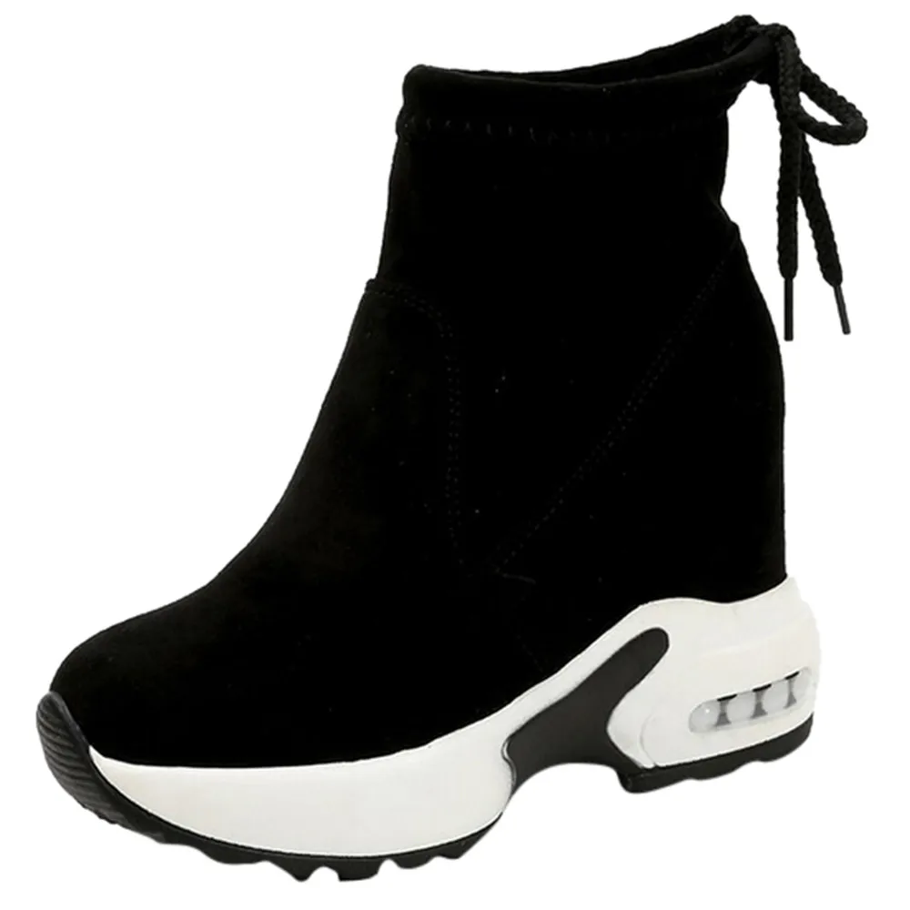 

Snow Boots Women Wedges Height Increasing Ankle Boots Pointed Toe Slip-On Ladies Mujer Winter Snow Boots Women