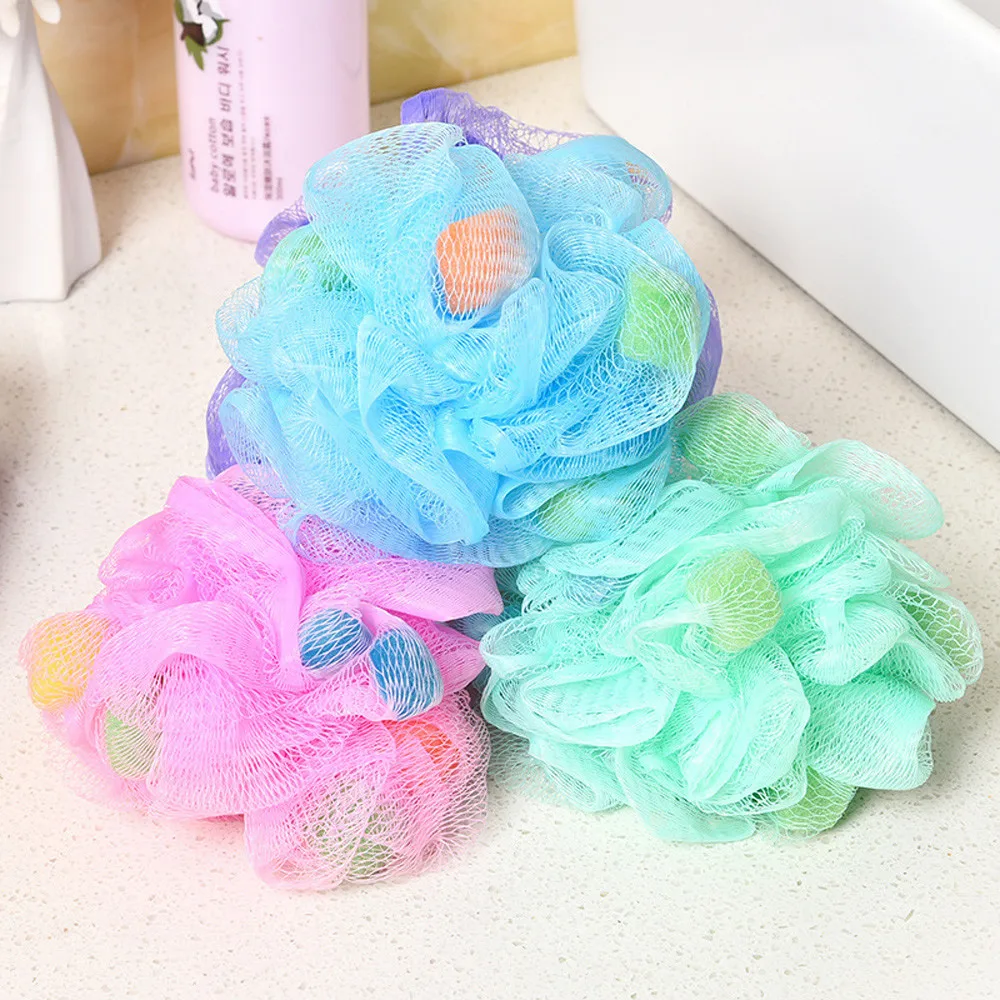 Body brush 4Pcs PE Soft Bath Ball Rich Bubbles Bath Sponge Brush For