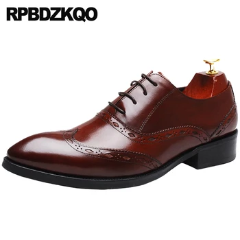 

Oxfords Brogue Wingtip Dress Black Wedding Genuine Leather Italian Burgundy Custom Handmade Shoes Office Pointed Toe Men Italy