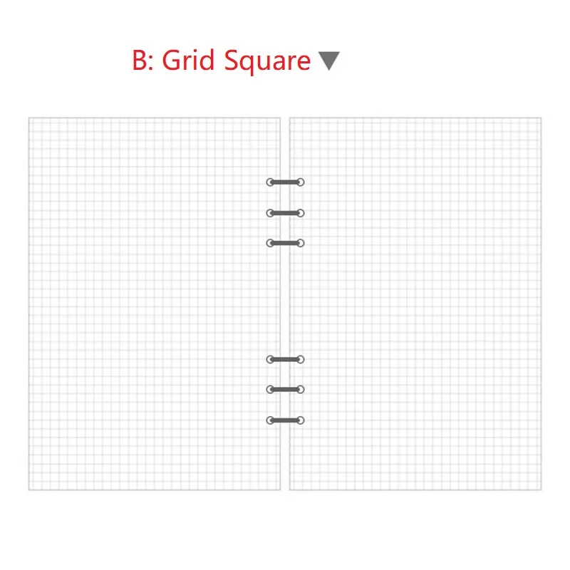 Международный стандарт общие 6 отверстий A5 A6 A7 вкладыш тетрадь заправка спираль планировщик внутренняя страница - Цвет: Grid Square