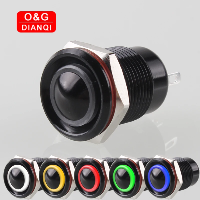 12mm Black Metal Waterproof Button Switch Self locking/Momentary Push Button Switch 12v Green Blue Red Ring Led Light Switch цена 12mm Black Metal Waterproof Button Switch Self locking/Momentary Push Button Switch 12v Green Blue Red Ring Led Light Switch цены онлайн