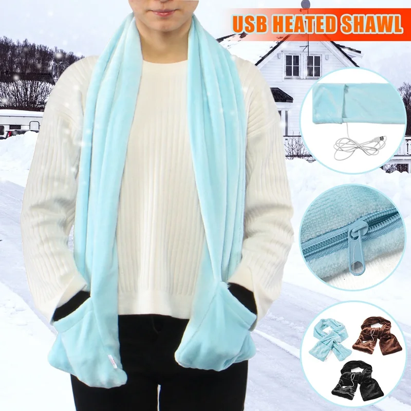 Warmtoo Portable 18 x 148cm USB Powered Heated Shawl Soft Winter Electric Warming Heating Scarf Car Home Mobile Heating Scarf Warmtoo Portable 18 x 148cm USB Powered Heated Shawl Soft Winter Electric Warming Heating Scarf Car Home Mobile Heating Scarf