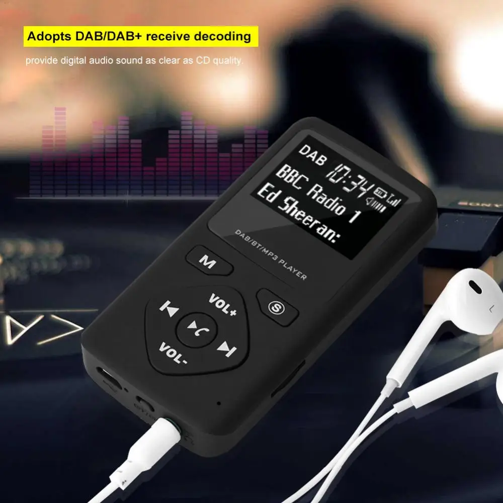 Портативный DAB + Радио Карманный Мини цифровой FM радио приемник Bluetooth Handfree MP3 плеер