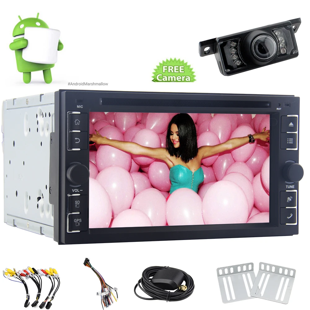 Excellent 6.2" Touchscreen Stereo DVD Player Android 6.0 GPS Car Radio 2 Din Mirror Link Bluetooth Backup Camera SWC 4G/3G WiFI OBD DAB+ 1