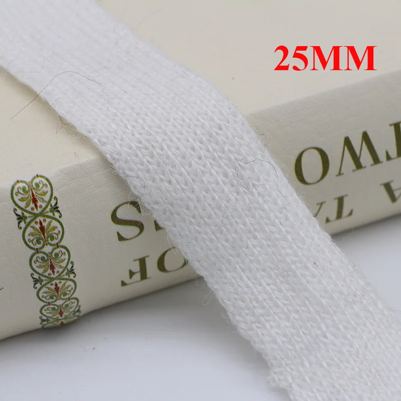 white 25mm Meetee 9 ярдов от 1 до 4 см кроличья шерсть пряжа тесьма хлопок тканый пояс Лента отделка DIY швейная одежда материал для волос аксессуары AP562 - Цвет: white 25mm