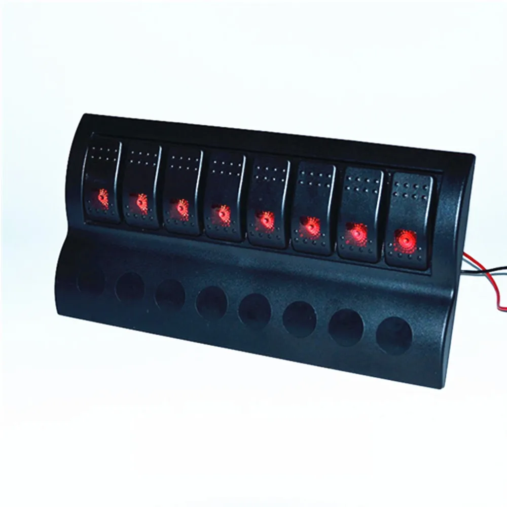 8 Gang Aluminium red LED Rocker Switch Panel /8 rocker high quality