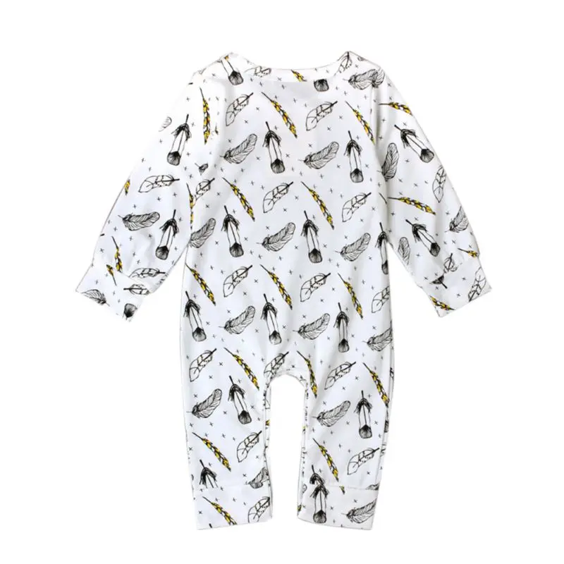 

New Spring Infant Baby Girl Boy Leaf Printed Long Sleeve Cotton Romper Jumpsuit Christmas Pajamas Outfits