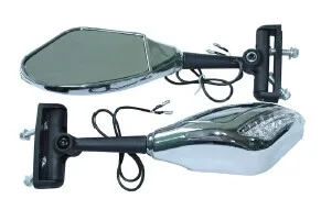 

Amber LED Turn Signal Integrated Rearviews Mirrors Motorcycle Universal Chrome Rear View Mirror