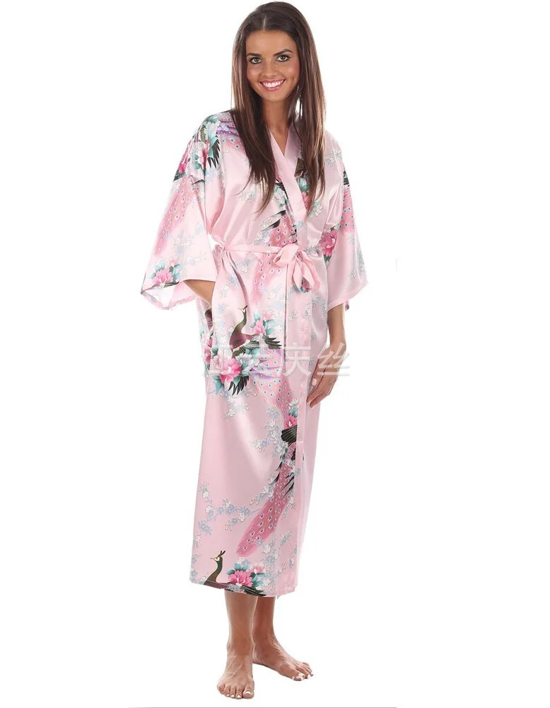 Wedding Bride Bridesmaid Long Night Robe Womens Dressing Kimono Bath Gown Bathrobe Sleepwear Female Loose Nightgown S-XXXL