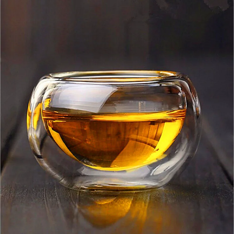 1 шт. традиционная для китайского кунг-фу чайная кружка с двойными стенками Стеклянная прозрачная ручная работа термостойкая чайная чашка здоровый напиток Изолированная водная чашка