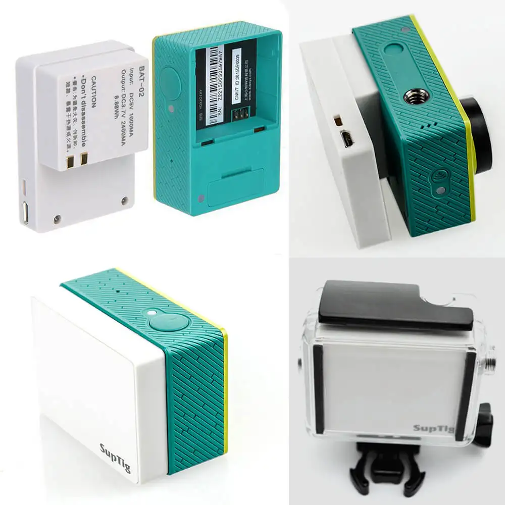 For Xiaomi Yi Case With LCDBattery Backdoor Waterproof Box+LCD Display Screen+2400Mah Battery+Adapter For Xiaoyi Accessores Set (6)
