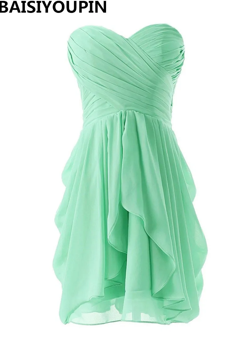 Bridesmaid Dresses 2020 Cheap A Line Light Green Chiffon Short