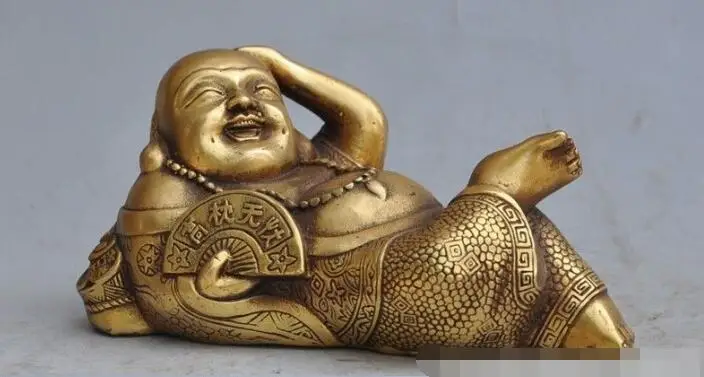 

S06885 Tibet Tibetan Buddhism temple copper bronze Maitreya Buddha laugh lucky statue