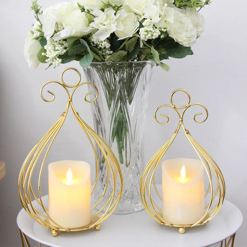 

metal golden Iron style Candlestick Star Pendant Lantern Decorations candle holders decoration vintage Romantic Wedding