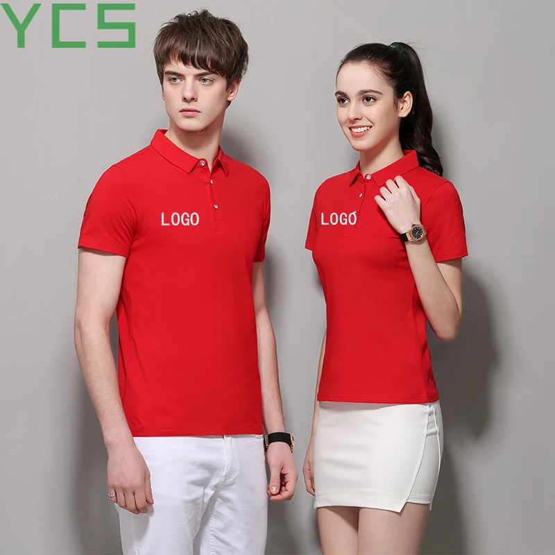 YCS магазин Поло рубашка Для женщин/рубашка поло для мужчин Cotton100% короткий рукав рекламы из серии "сделай сам" тенниска с логотипом печать Повседневное футболки-поло