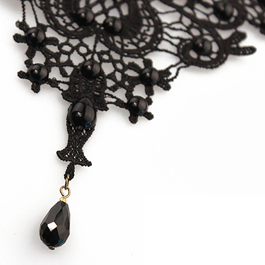 Женское кружевное ожерелье-чокер на Хеллоуин, винтажное стильное тату черное ожерелье с кисточками, бархатное Макси ожерелье с гиперболой