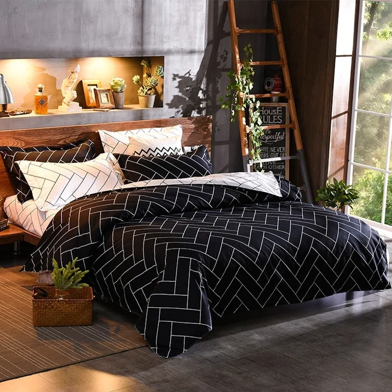 Deluxe Gong Tingfeng набор постельного белья в геометрическую полоску, пододеяльник, наволочка, одеяло, Комплект постельного белья, постельное белье
