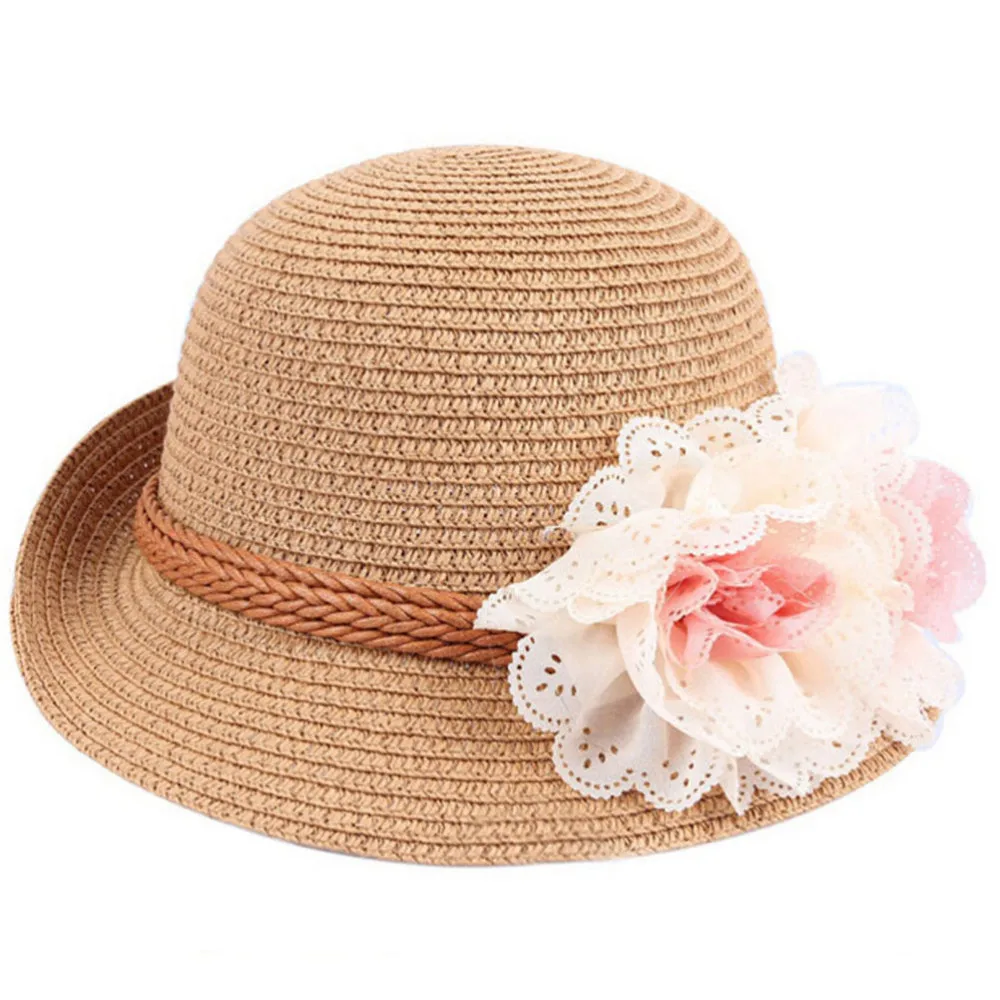 Летние прекрасные моды соломенная шляпа Детская для маленьких девочек шляпа солнца пляж крышка для От 2 до 7 лет малыши Младенцы 1 шт