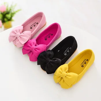 

Girls Baby Single Shoes Kids Princess Bowknot Casual Shoes Non-slip Flat Shoes for Little Kids Girl Size 21-36 Pink Yellow Black