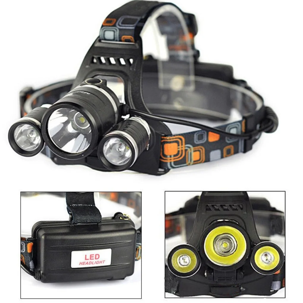 

3 T6 Bright LED Head Flashlight Night Fishing Camping Hiking Headlamp Outdoor Rechargeable Head Torch