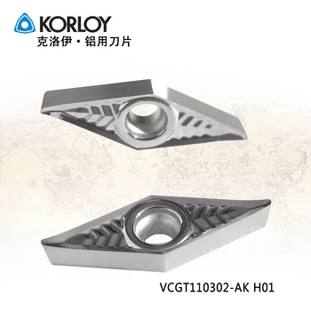 

KORLOY VCGT110302-AK H01 Turning tools carbide Insert for aluminum CNC machine tungsten carbide inserts FOR K10