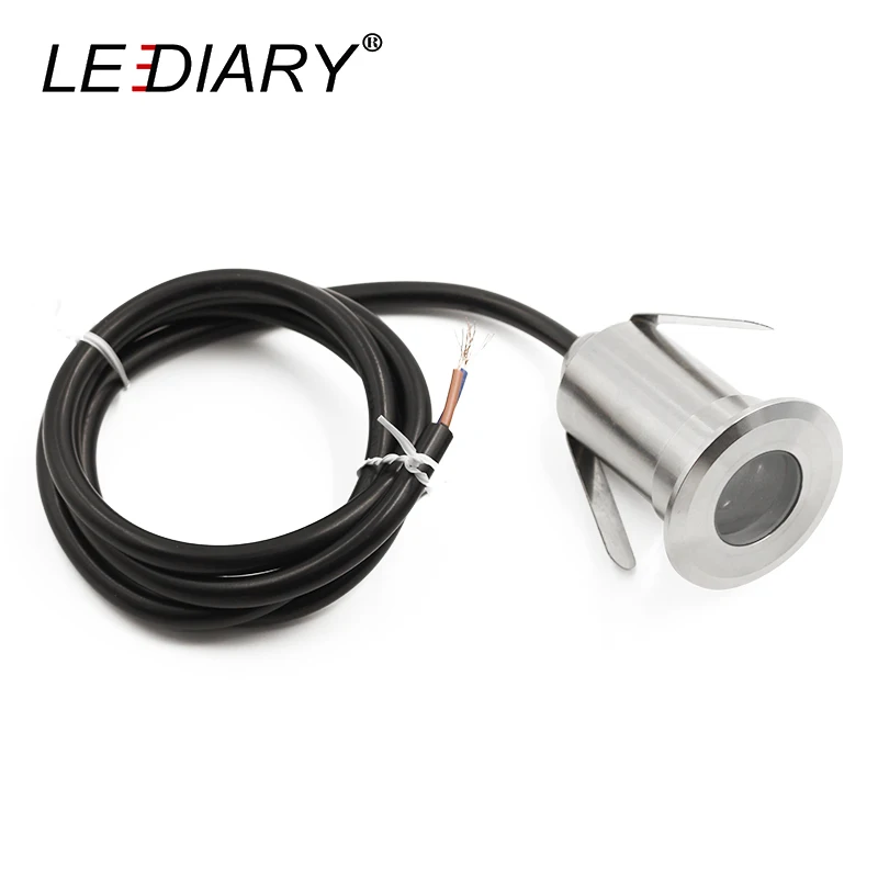 LEDIARY 12V IP67 Waterproof Underwater 3W Spotlight 32mm Cut Hole Swimming Pool Fountain Aquarium Landscape Stainless Steel Lamp boatpluglight Underwater Lights