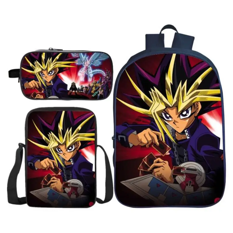 photo color 3 шт./компл. печать 3D Yu-Gi-Oh дети плеча рюкзак для детей школьные сумки Duel Монстры Мальчики и Девочки студенческий рюкзак подарок - Цвет: photo color