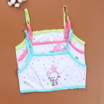 

3pcs/lot School children cotton camisole girls cute cartoon sponge pad bra straps for development of young girls kids girls bras